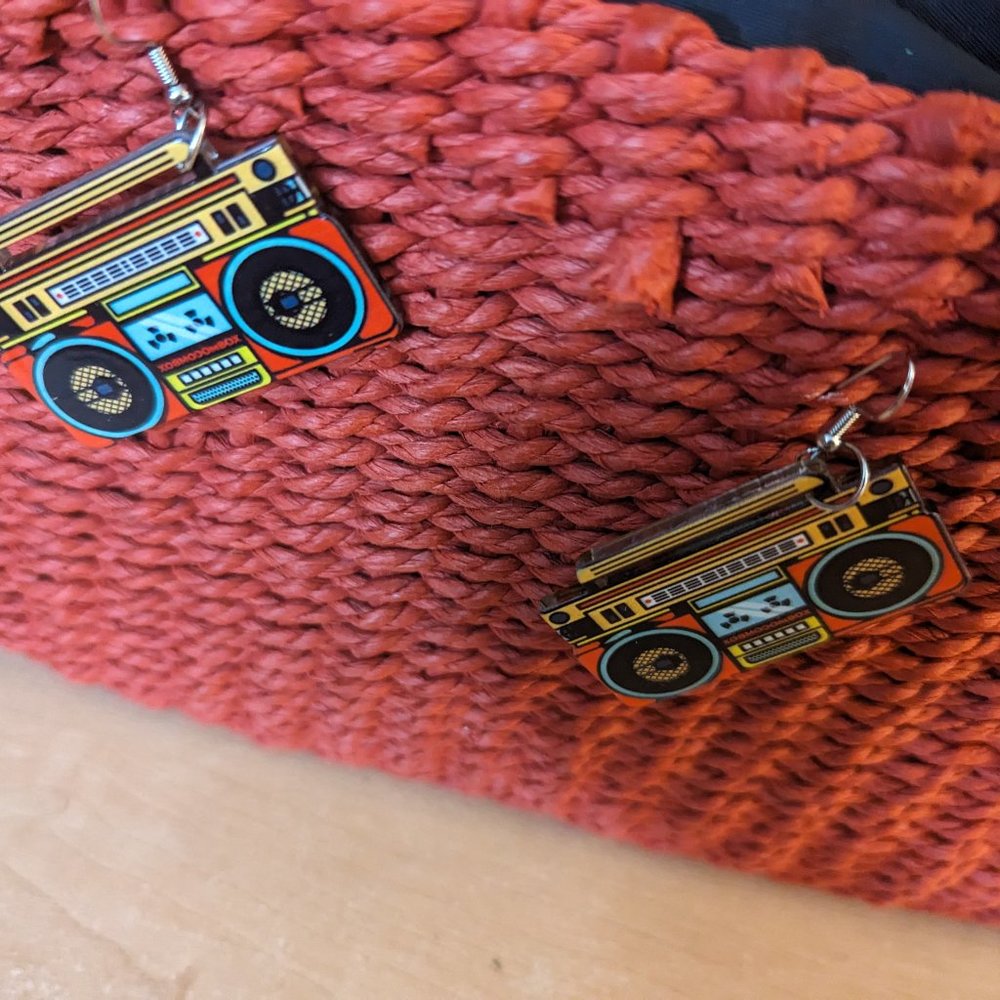 Custom boombox - hip hop earrings! Fab! - Picture 2 of 5
